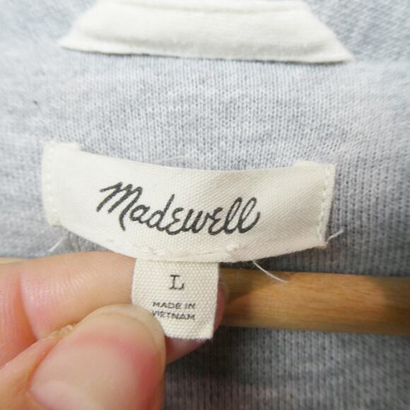 Madewell Sweatshirt Puffer Coat Size L Heathered Gray‎ Knit Jacket Style NB332 - Picture 3 of 12